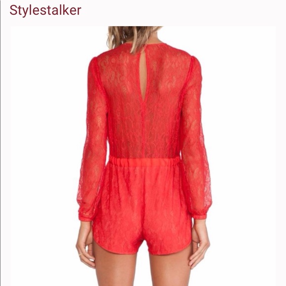 ♥️ Stylestalker Romper lace shorts Red - Picture 3 of 15